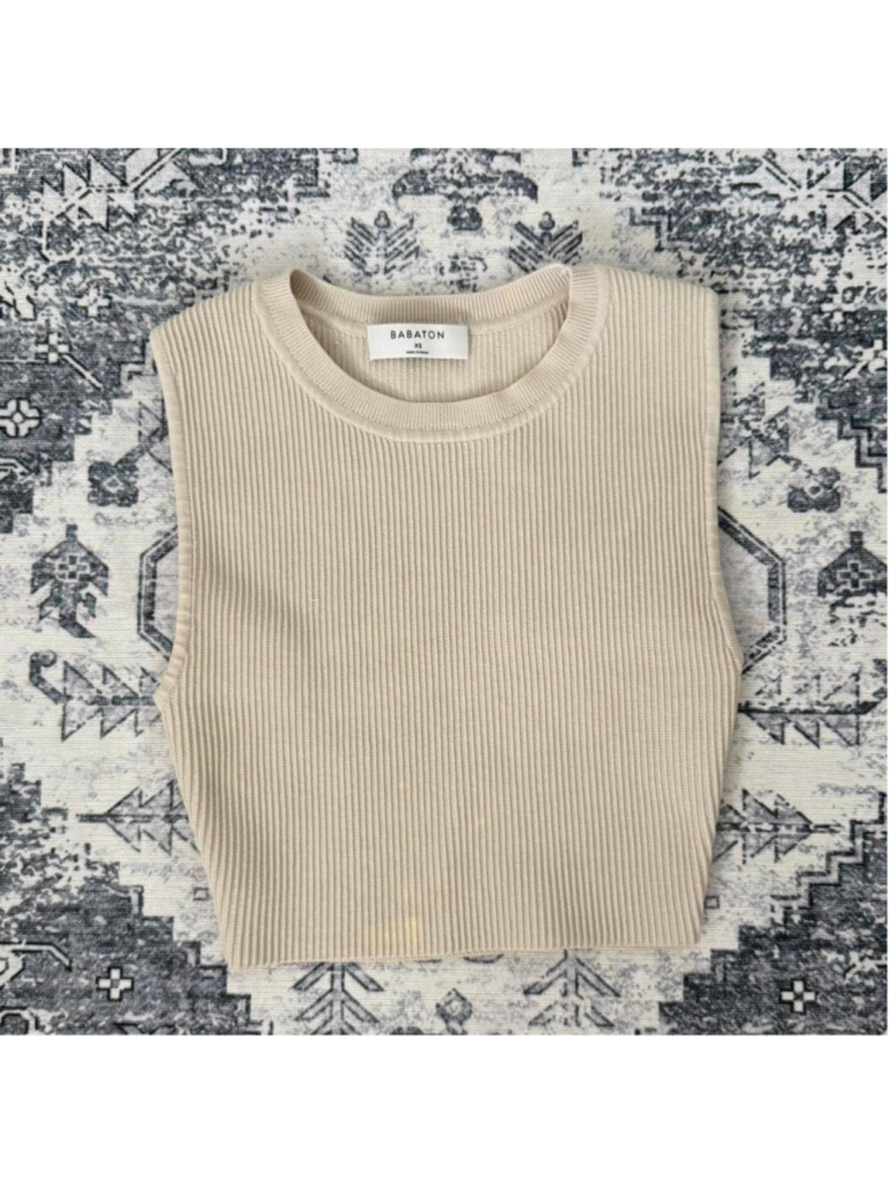 Aritzia Babaton Cream Sculpt Ribbed Tank Top - Size XS